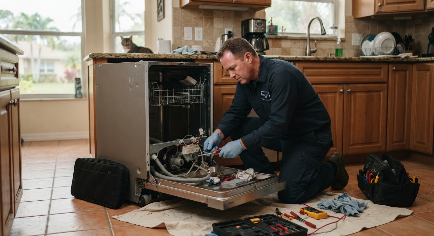 Dishwasher Repair performed by a Santa Ana Appliance Repair technician in Santa Ana, CA